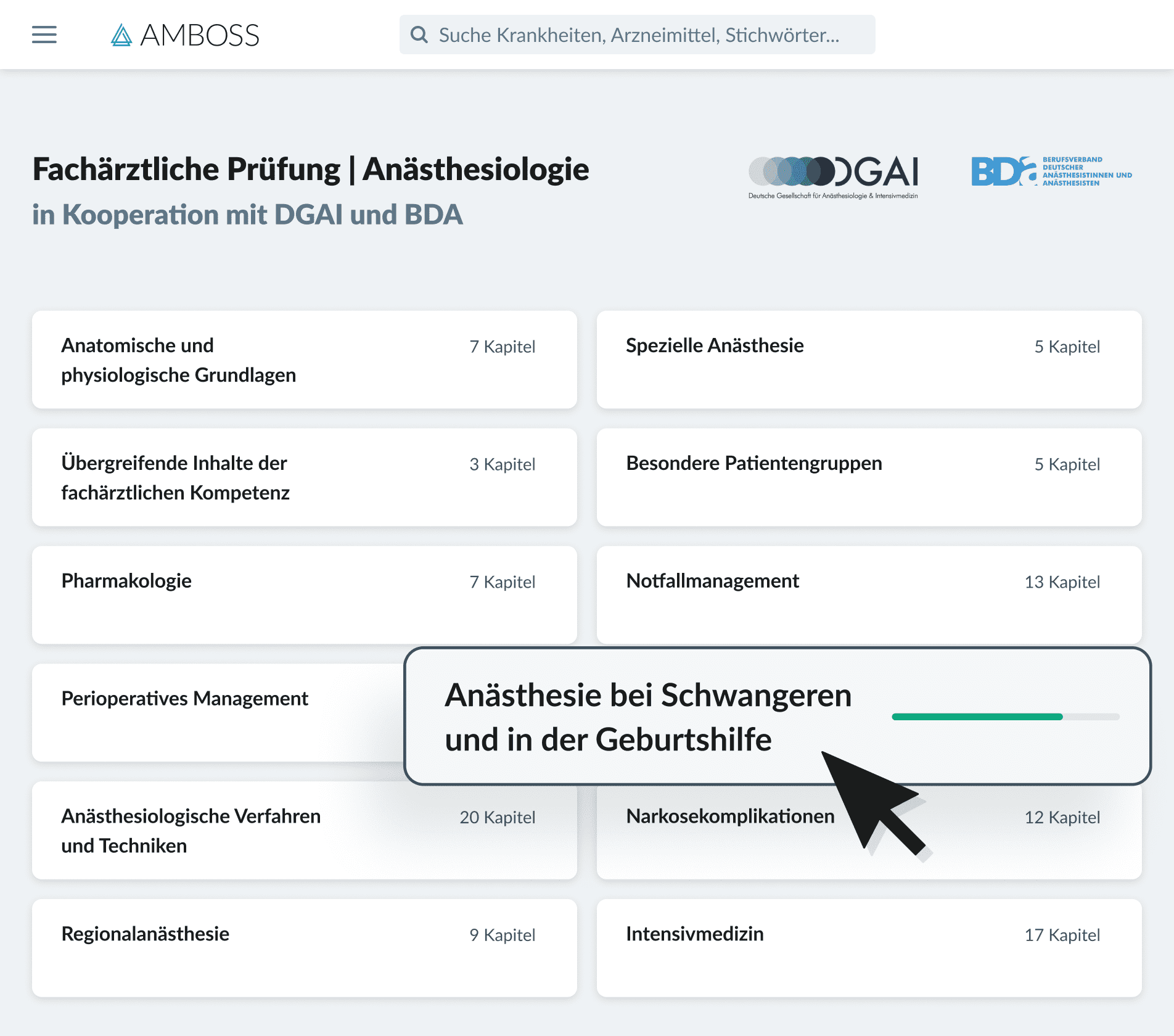 Facharzt Lernplan Anästhesiologie AMBOSS